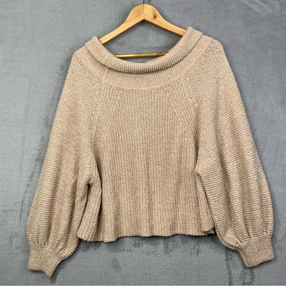 Free People Edessa Pullover Sweater. Tan Color. Women’s Size Large. - Picture 2 of 6